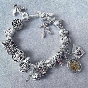 Harry Potter Charm Bracelet Hogwarts Express Snitch Charms fits PANDORA